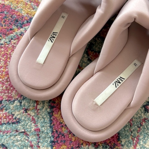 Zara | Women's Mauve Puffer Quilted Crossover Strap Slide On Flats, size 8.5 - Picture 16 of 16